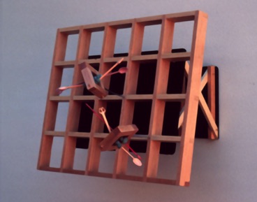 Grid Play
Pine, Hardboard, Found Objects, Foam Rubber, Acrylic Paint, Lacquer
14 1/2"L. x 11 5/8"W. x 12"H.
1981